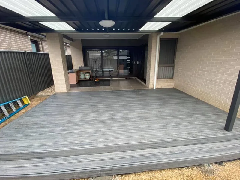 Patchy Lawn to Composite Entertaining Deck — completed deck